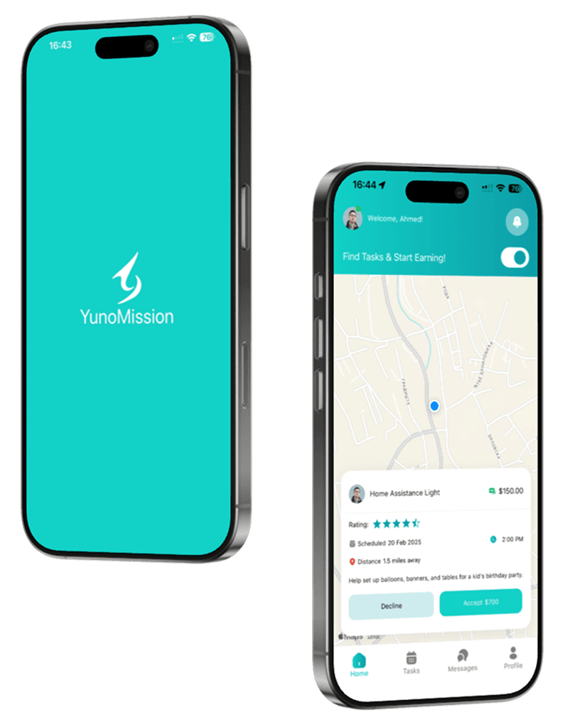 Yuno Mission App Interface
